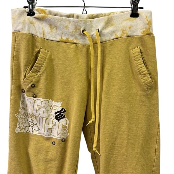 Vintage Y2K Cotton Rocawear Hip Hop Mustard Yellow Relaxed Lounge Sweat Pants M - Picture 3 of 11